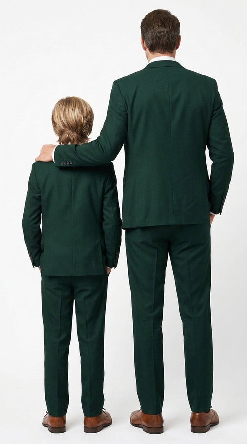 Dad & Son Matching Dark Green 3-Piece Suits β Father and Son Wedding Formal Suits
