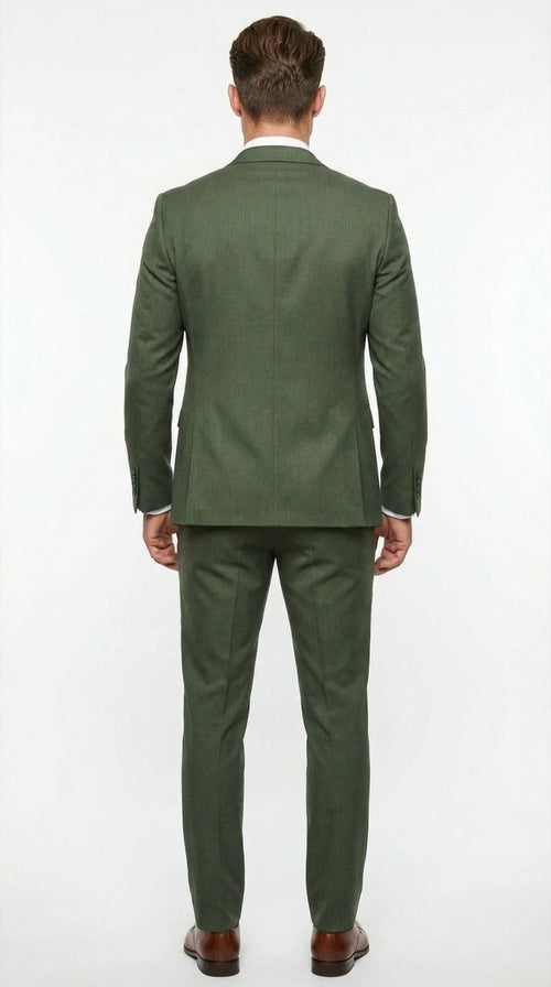 Men’s Forest Green Three Piece Suit – Double Breasted Vest Formal Wedding and Business Suit Set Olive Green Slim Fit