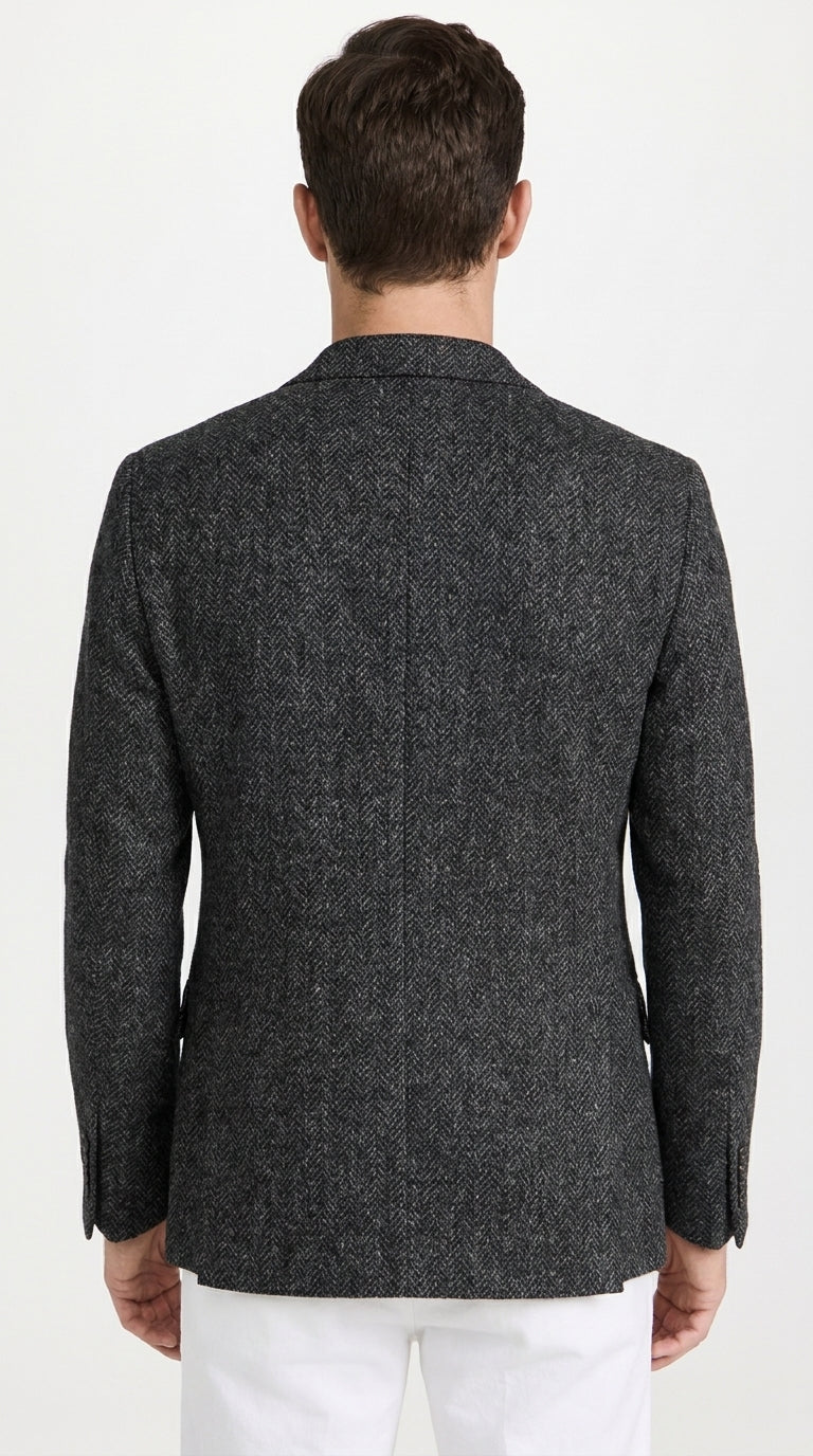 Men’s Charcoal Herringbone Tweed Sport Coat