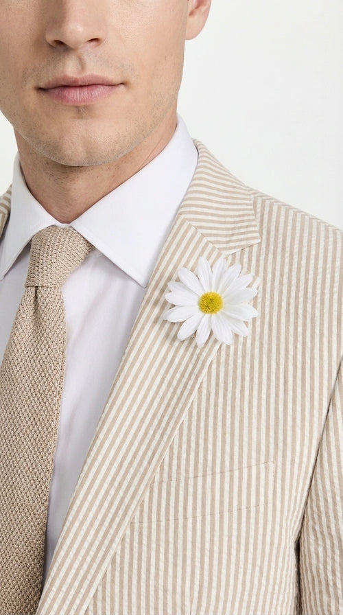 Mens Beige Seersucker Blazer β Lightweight Striped Summer Sport Coat Casual Smart Formal Jacket