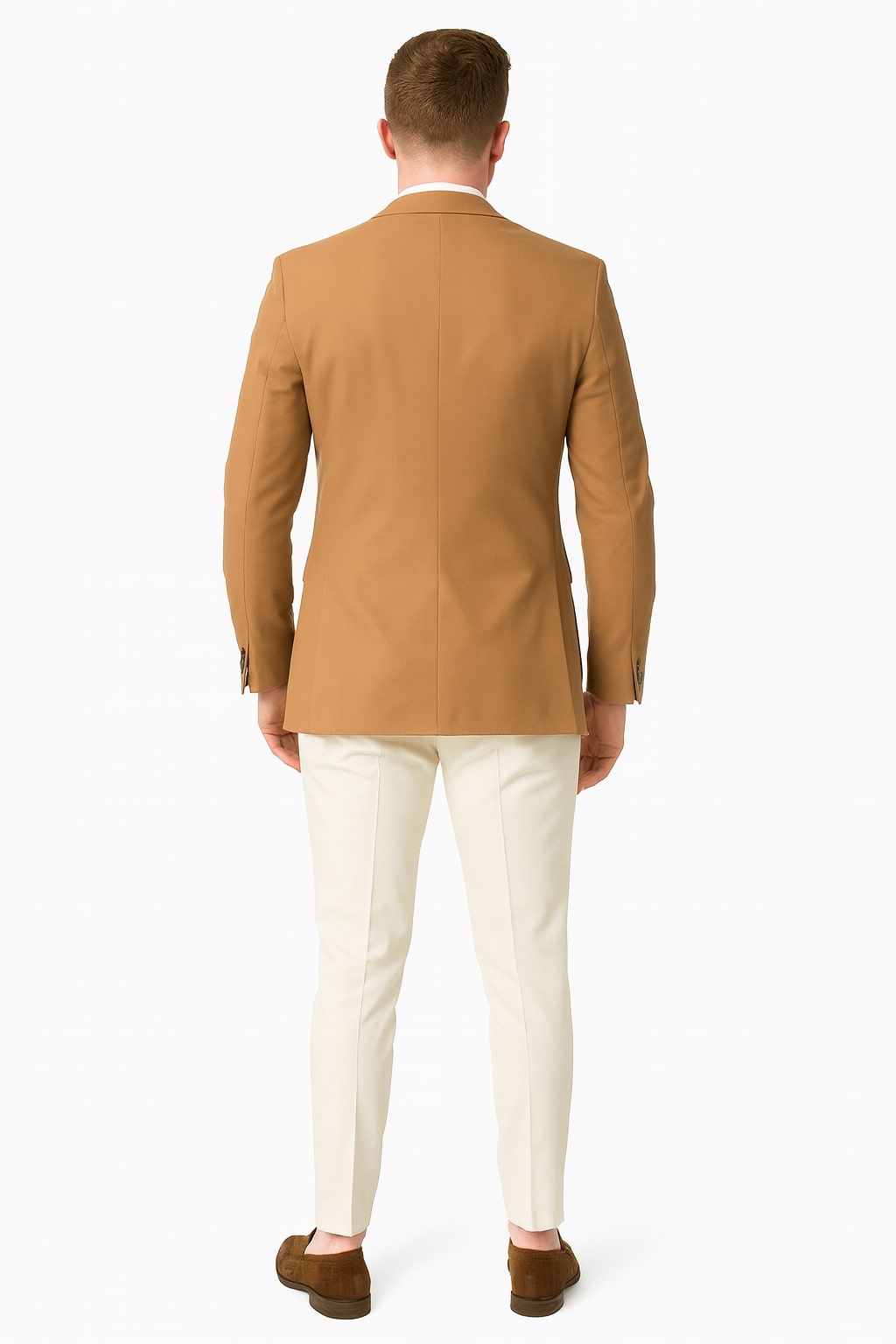 Mens Camel Brown Rustish Two-Button Classic Fit Sport Coat – Modern Blazer for Business and Special Occasions