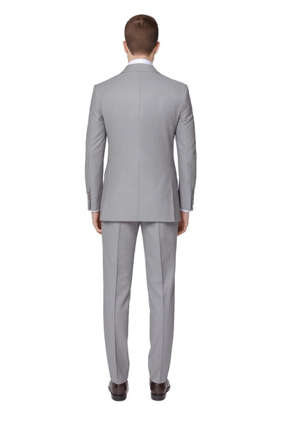 Mens Light Grey Double-Breasted Suit – Classic Slim Fit Business and Wedding Formal Attire