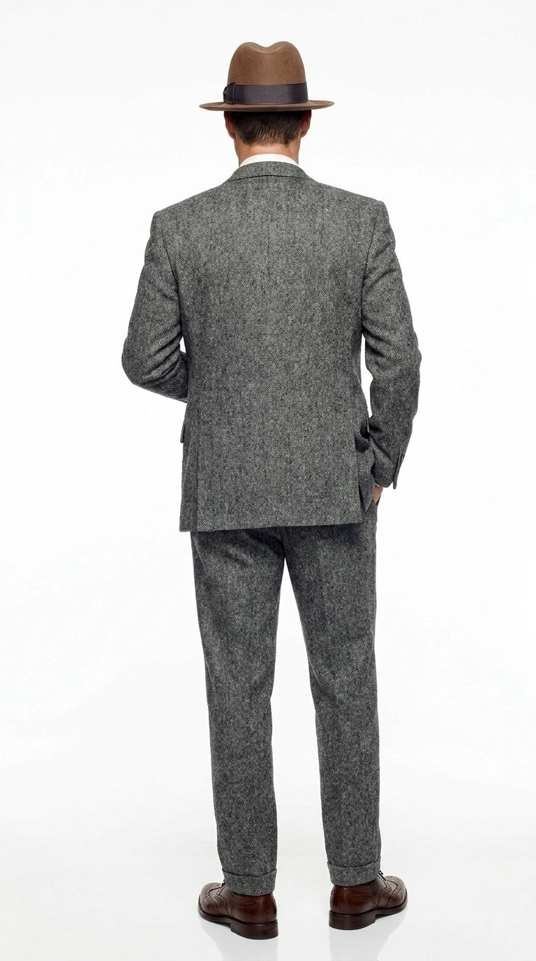 Men’s Grey Vintage Gangster Suit – Bonnie and Clyde Inspired 3 Piece Classic 1920s Formal Outfit
