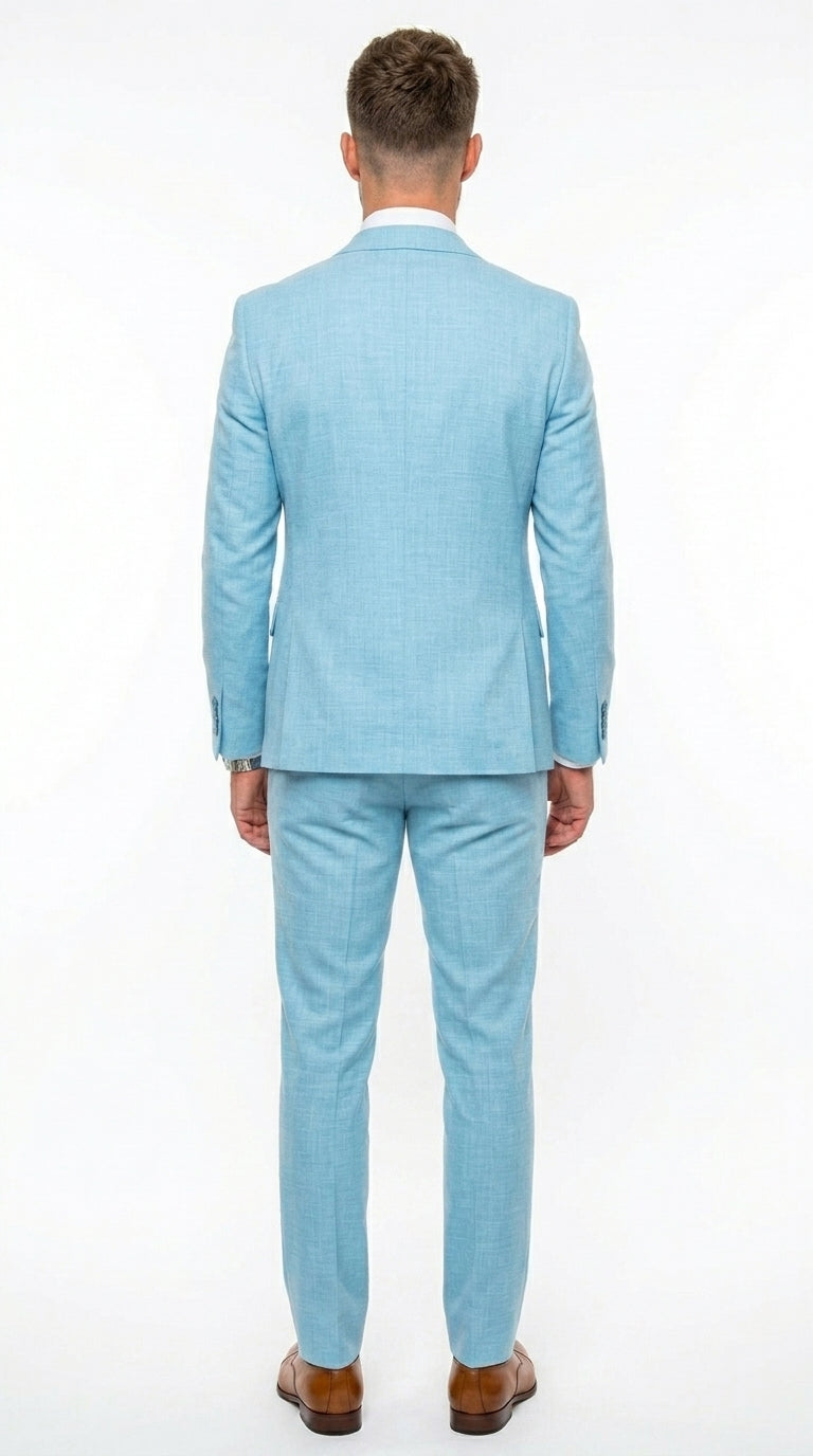 Menβs Turquoise Light blue Suit, Vested Formal Dress Suit for Weddings, Prom, Summer Parties, and Special Occasions in Aqua Blue Color By Rossiman