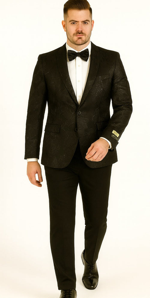 Mens 2 Button Shiny Black Blazer by Alberto Nardoni
