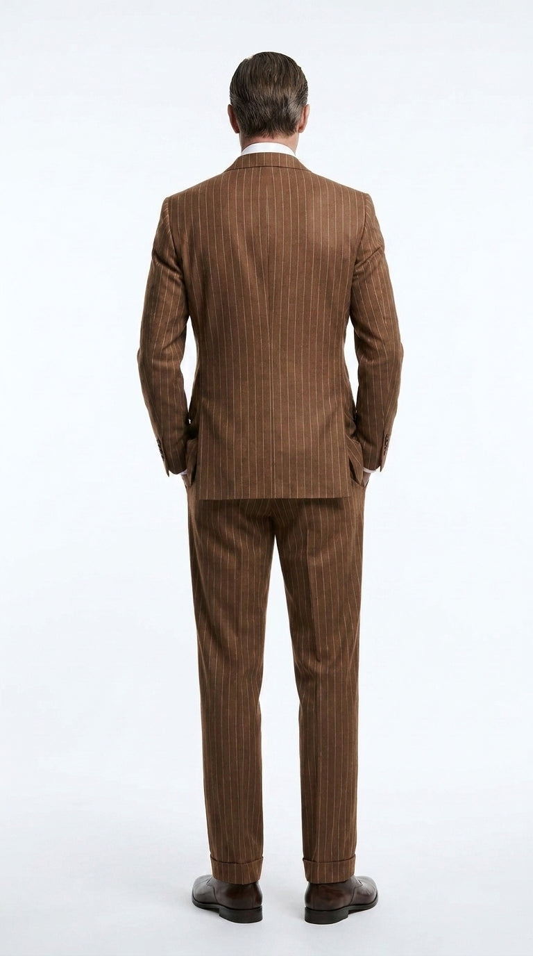 Menβs Vintage Brown Pinstripe Double-Breasted Suit β Classic 1920s Gatsby and 1930s 1940s 1950s Suit
