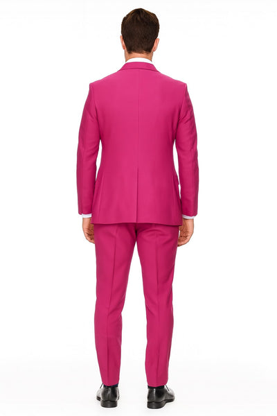 Mens Hot Pink Tuxedo Dinner Jacket + Pants with Shawl Lapel - Slim Fit 2-Piece Suit for Weddings, Proms Suit in Fuchsia Colors by USA Men's Outlet