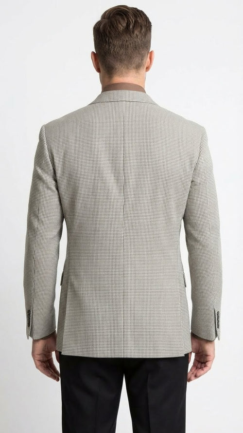 Men’s Black and White Houndstooth Blazer Jacket, Classic Formal Sport Coat for Business, Wedding and Dress Wear