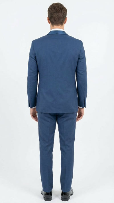 Men’s Indigo Sapphire Royal Blue Tuxedo Suit Set, Classic Formal Wedding Prom Dinner Jacket Tux Light Blue Cobalt Color