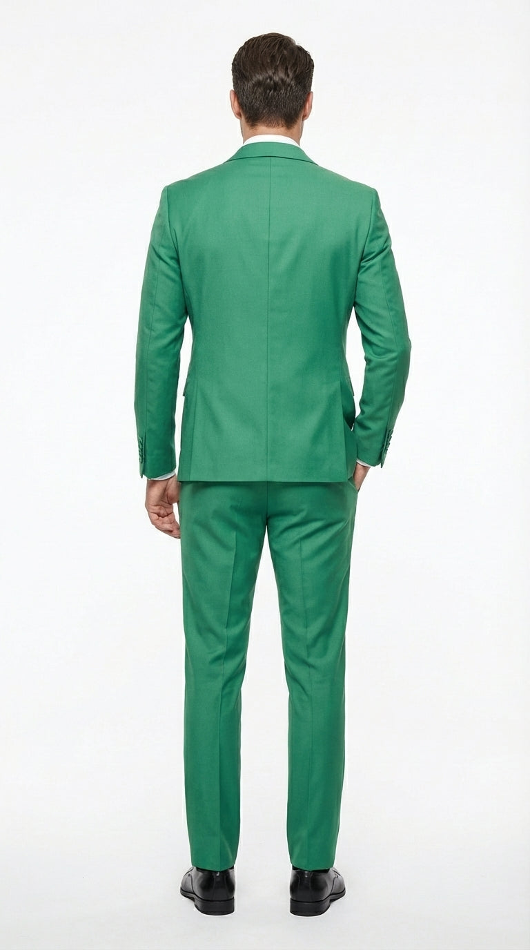 Men’s Emerald Green Tuxedo Suit – Emerald Green Formal Tuxedo with Shawl Lapel Jacket Trousers for Prom, Wedding in Augusta Green