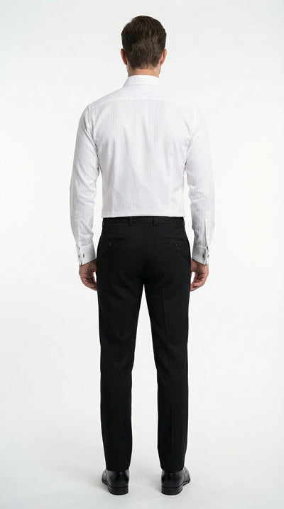 Mens White Herringbone Shadow and Tone on Tone Dress Shirt – Classic Formal Wedding