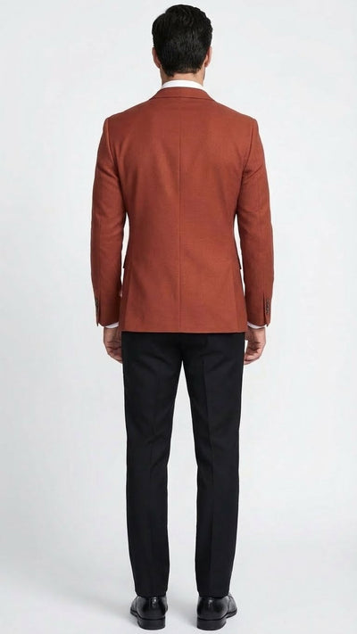 Men’s Brick Copper Rust Color Blazer - Slim Fit Formal and Party Wear Jacket in Burnt Orange Sport Coat USA Men's Outlet