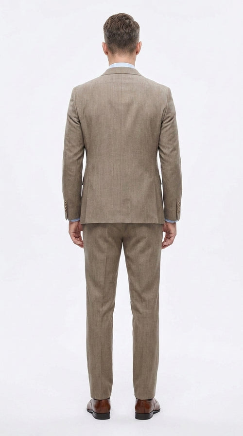 Men’s Taupe Olivish Tan 3-Piece Suit – Elegant Tan Wedding, Business & Formal Suit with Vest