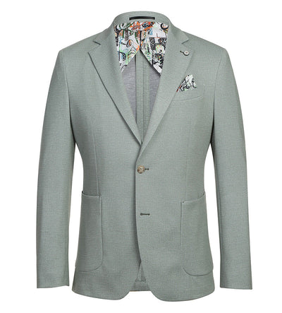 Half Canvas Slim Fit Blazer in Light Sage Gray by Pellagio