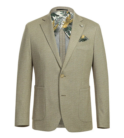 Half Canvas Slim Fit Blazer in Khaki