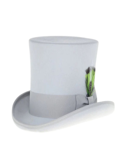 Victorian Steampunk Top Hat - 1800 19th Century - Dressy Loden Felt Top White Hat by USA Men's Outlet