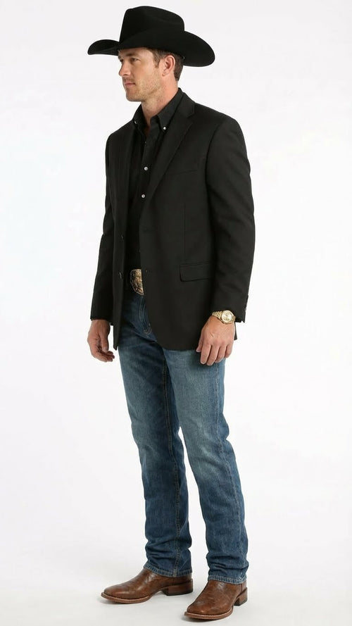Men’s Black Western Blazer Jacket, Classic Cowboy Style Sport Coat for Casual Formal Wear with Jeans