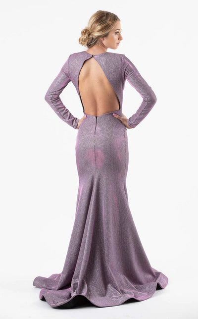 Jessica Angel JA301 Long Sleeve Fitted High Slit Cutout Glitter Jersey Dress