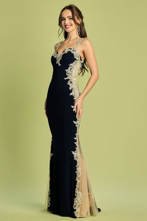 Adora Design 3115 Sleeveless Applique Mermaid Long Formal Gown