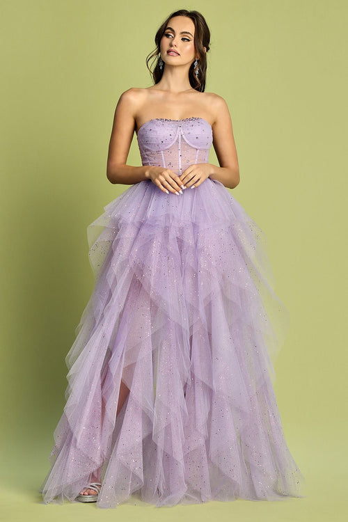 Adora Design 3210 Strapless Glitter Tulle Corset Prom Gown