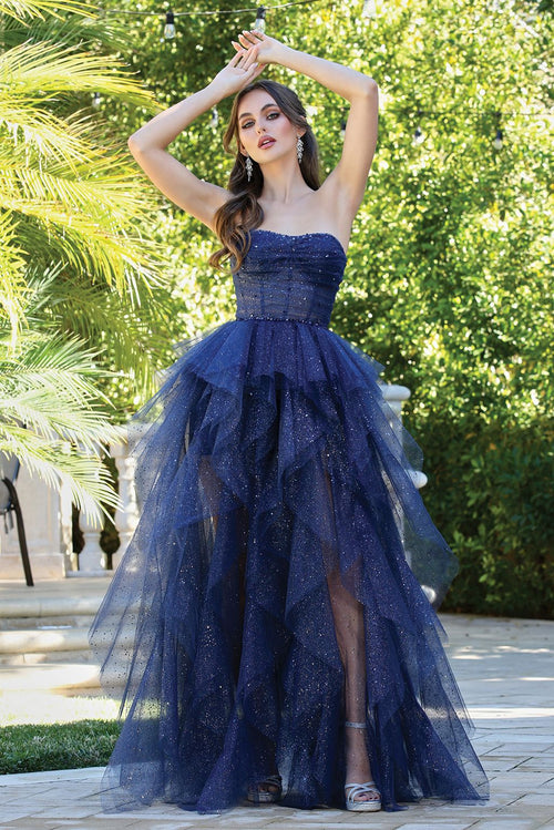 Adora Design 3210 Strapless Glitter Tulle Corset Prom Gown