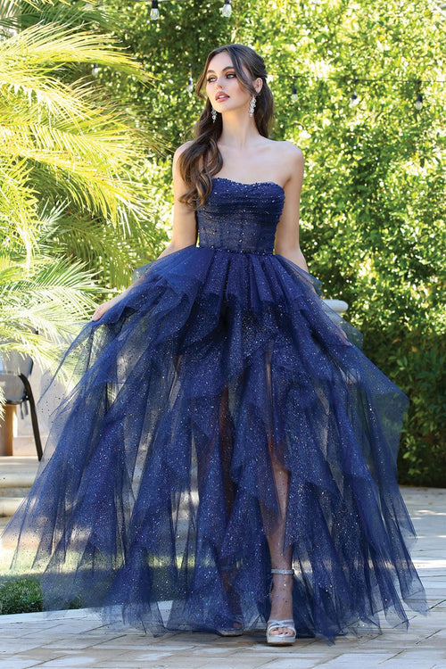 Adora Design 3210 Strapless Glitter Tulle Corset Prom Gown