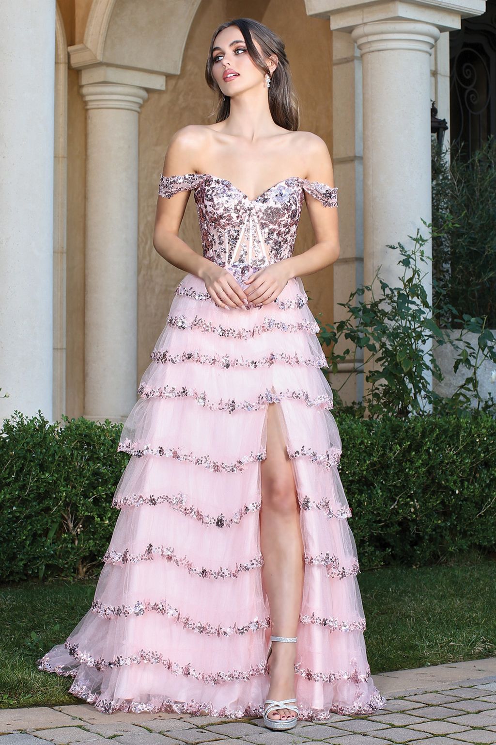 Adora Design 3213 Off Shoulder Sequin A Line Long Formal Prom Dress