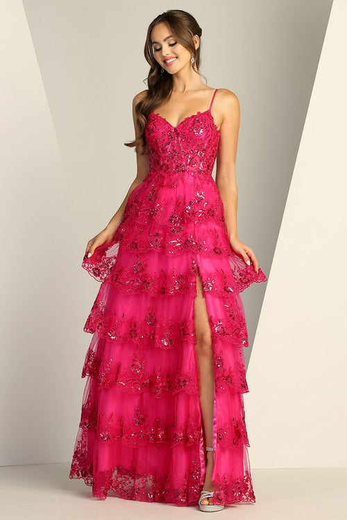 Adora Design 3217 Long Sequin Lace A-Line Formal Prom Gown