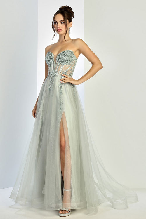 Adora Design 3262 Beaded Corset Strapless Ball Gown Prom Dress