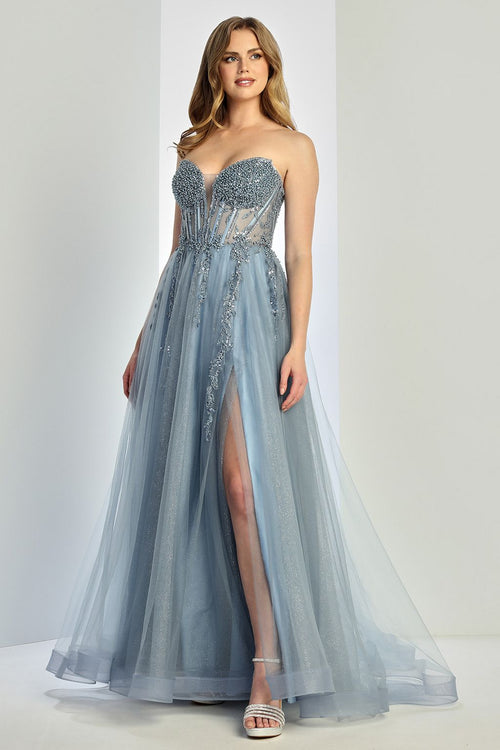 Adora Design 3262 Beaded Corset Strapless Ball Gown Prom Dress