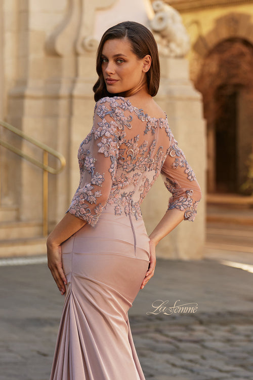La Femme 33335 Embroidered Illusion Gown