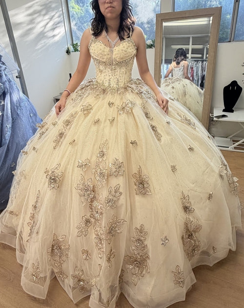 Germoso vestido - Vestidos de 15 aƱos LK282 Floral QuinceaƱera Ball Gown with Beaded Corset Bodice