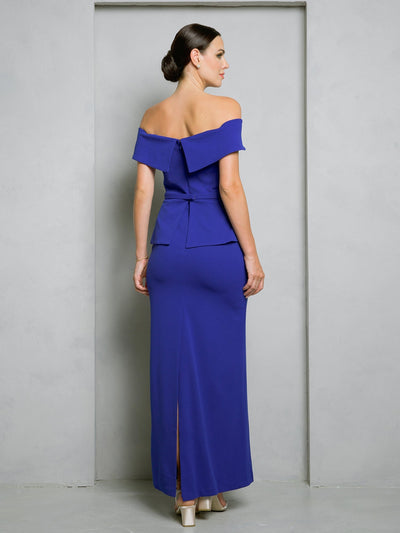 Eva USA EV3500 Sleek Minimalist Stretch Woven Long Dress