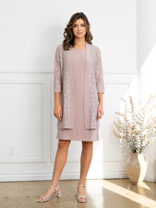 Eva USA 3505 Polished Two-Piece Layered Look Structured Midweight Dress