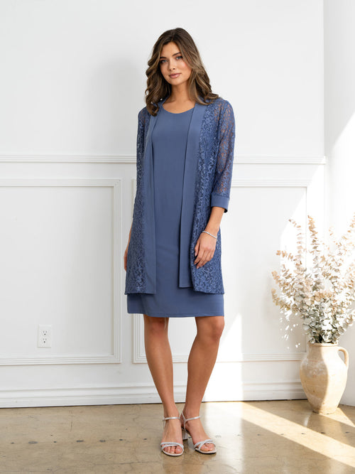Eva USA 3505 Polished Two-Piece Layered Look Structured Midweight Dress