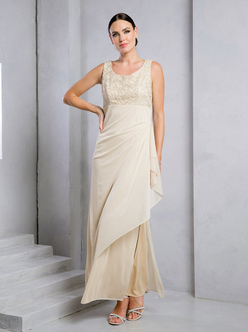 Eva USA EV3517 Long Overlay Bolero Woven Dress for Special Events