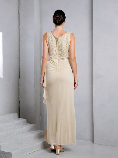 Eva USA EV3517 Long Overlay Bolero Woven Dress for Special Events