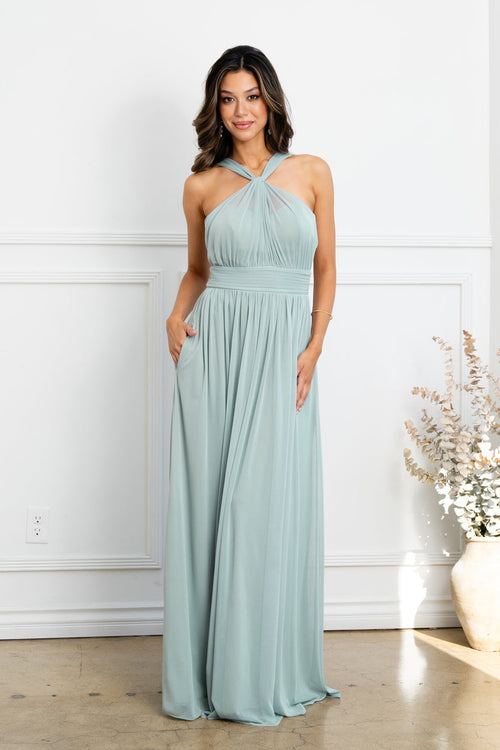 Eva USA EV3520 Refined A-Line Silhouette Light Formal Dress