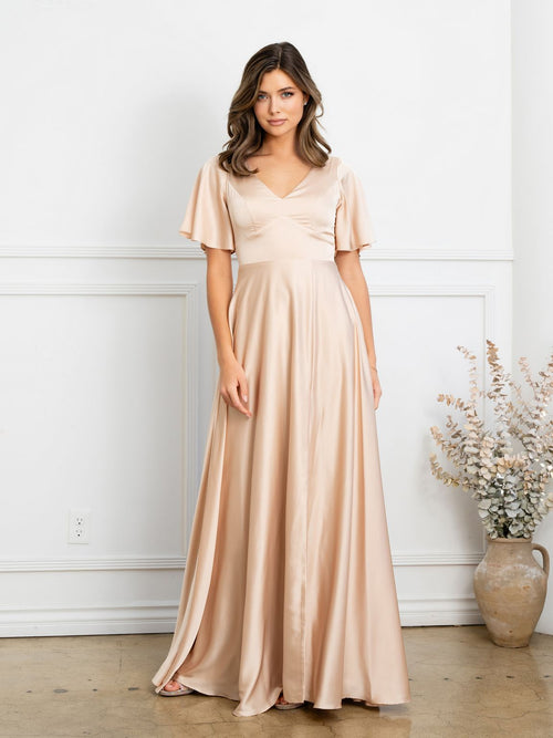 Eva USA EV3523 Sleek Tailored A-Line Long Dress with Seam Detailing