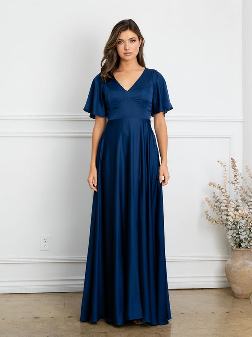 Eva USA EV3523 Sleek Tailored A-Line Long Dress with Seam Detailing