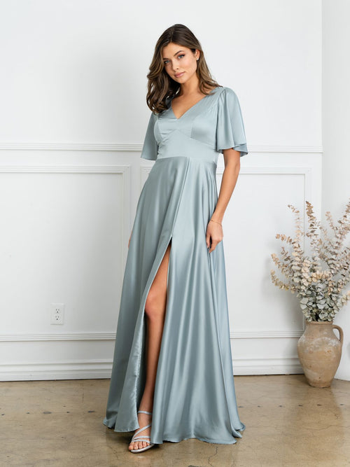 Eva USA EV3523 Sleek Tailored A-Line Long Dress with Seam Detailing