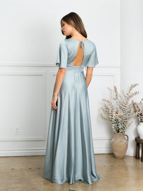 Eva USA EV3523 Sleek Tailored A-Line Long Dress with Seam Detailing
