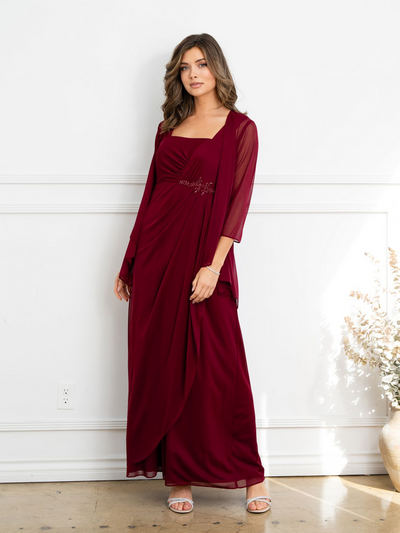 Eva USA EV3527 Two Piece Beaded Evening Set with Tailored Detailing Dress