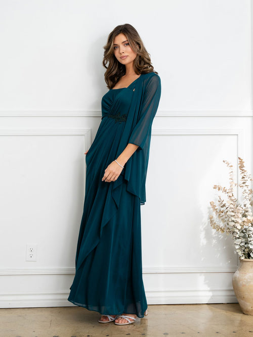 Eva USA EV3527 Two Piece Beaded Evening Set with Tailored Detailing Dress