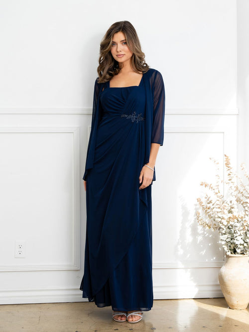 Eva USA EV3527 Two Piece Beaded Evening Set with Tailored Detailing Dress