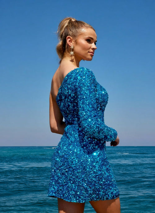 Primavera Couture 3860 - Sequin One-Shoulder Homecoming Dress