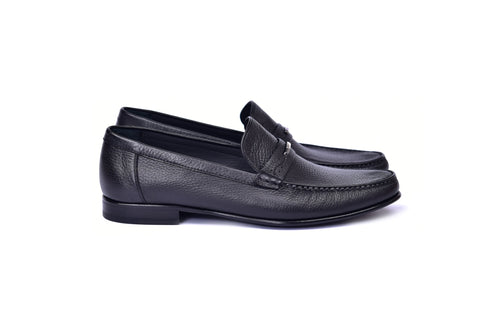 C0014059-3898 Hand-sewn deer skin Loafer Black