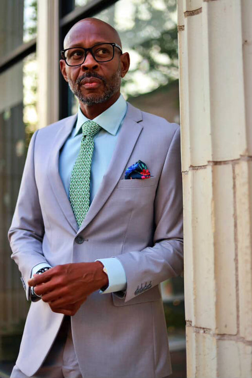 Men's Light Grey Slim Fit Wedding Suit from Tazio Suits