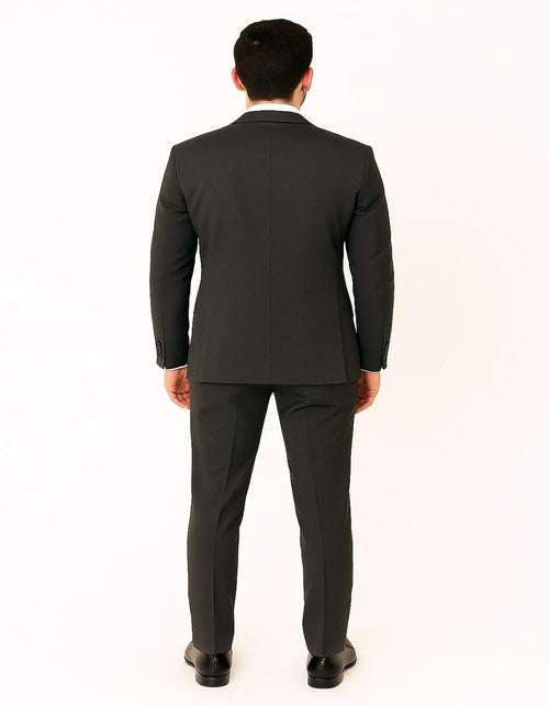 Men's Charcoal Gray 3-Piece Suit with Black Velvet Lapel - Formal Business and Wedding Attire - Gray Tuxedo by USA Men's Outlet