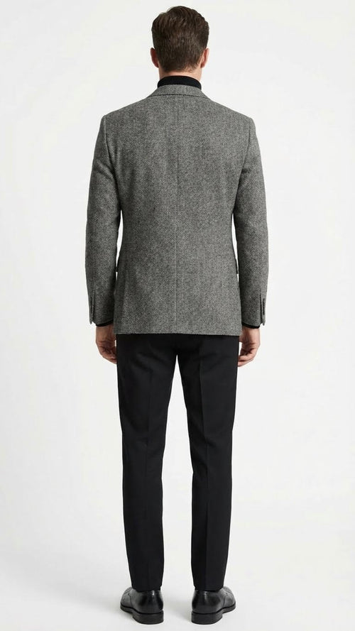 Men’s Grey Tweed Herringbone Sport Coat - Gray Mens Blazer Suit Jacket by USA Men's Outlet